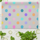 grijze kleurrijke confetti polka stippen keukenhan theedoek (Gevouwen)