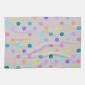 grijze kleurrijke confetti polka stippen keukenhan theedoek (Horizontaal)