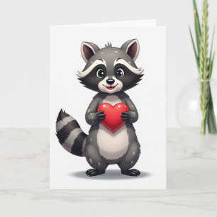 Grijze knuffel wasbeer valentijnkaart kaart