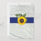Grijze kobalt Blue Sunflower Rustic Wedding Kaart (Achterkant)