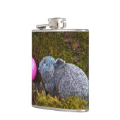 Grijze konijn/bunny en roze golfbal heupfles (Links)