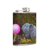 Grijze konijn/bunny en roze golfbal heupfles (Rechts)