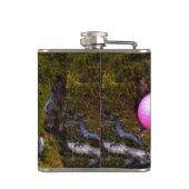 Grijze konijn/bunny en roze golfbal heupfles (Achterkant)