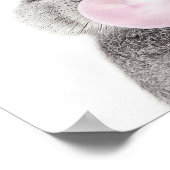 Grijze konijn die een luchtbel blaast met anemoon poster (Hoek)