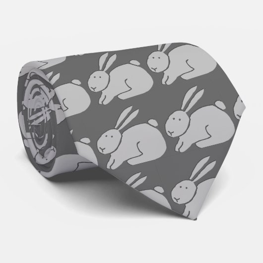 Grijze konijn stropdas (Opgerold)