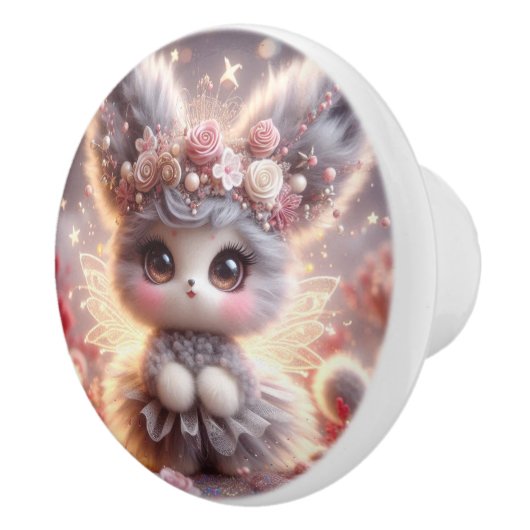 grijze konijnenfee keramische knop (Rechts)