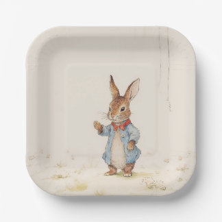 grijze konijntje met witte borden papieren bordje