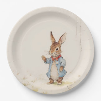 grijze konijntje met witte borden papieren bordje