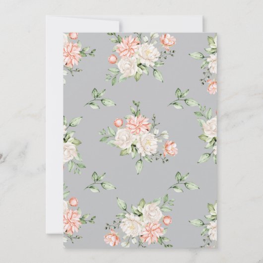 Grijze koraal Bloemen Anand Karaj Punjabi Sikh Bru Kaart (Achterkant)