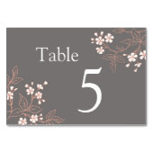 Grijze Koraal Bloemen Trouwtafel Aantal Kaarten (Voorkant)