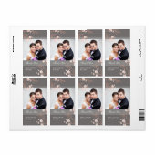 Grijze koraal bloemenfoto trouwlabels etiket (Full Sheet)