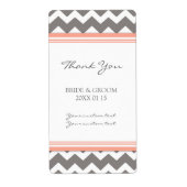 Grijze koraal Chevron bruiloft labels (Voorkant)