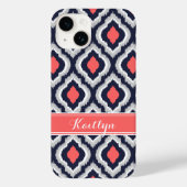 Grijze koraal en zeemacht Ikat Marokkaanse monogra Case-Mate iPhone Case (Achterkant)