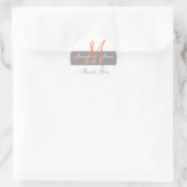 Grijze koraal Monogram bruiloft dank u Stickers (Tas)