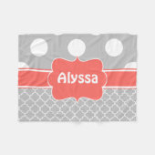 Grijze koraal Quatrefoil Monogram Blanket Fleece Deken (Voorkant (Horizontaal))