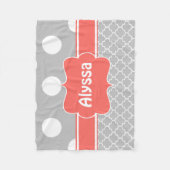 Grijze koraal Quatrefoil Monogram Blanket Fleece Deken (Voorkant)