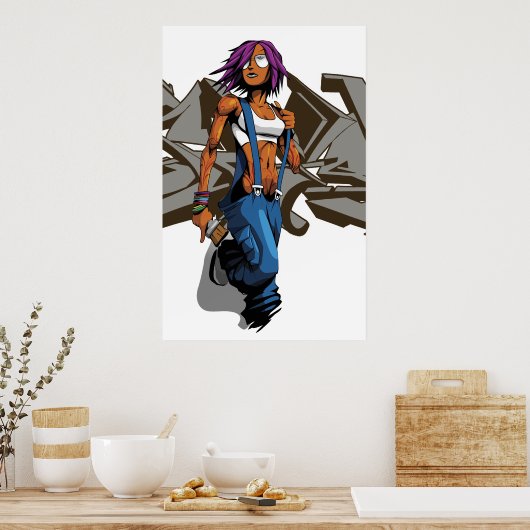 Grijze korf poster (Keuken)