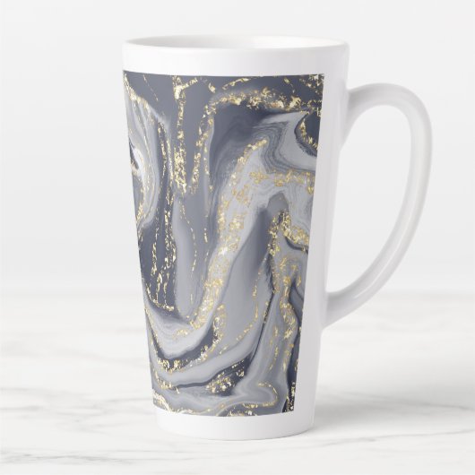 Grijze korrels, wit en goud latte mok (Rechts)