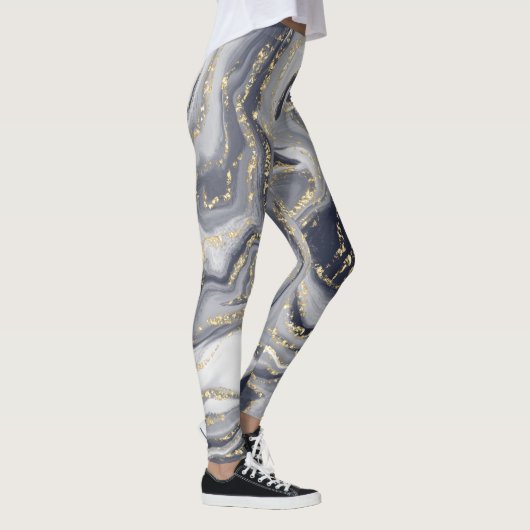 Grijze korrels, wit en goud leggings (Rechts)