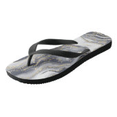 Grijze korrels, wit en goud teenslippers (Schuin)