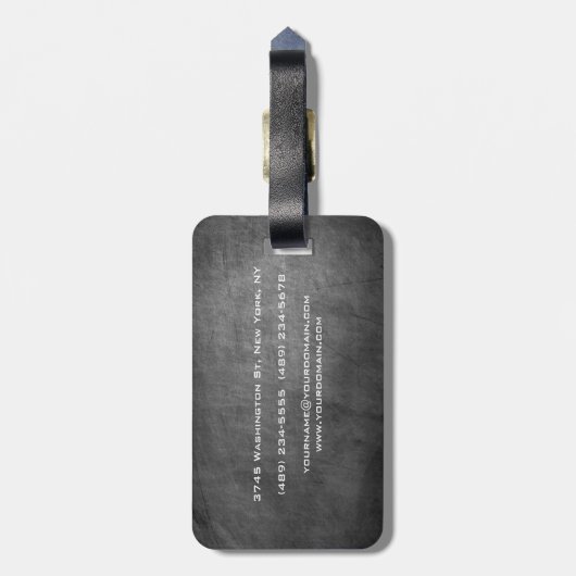 Grijze koudkarton - minimalistisch modern bagagelabel (Achterkant verticaal)