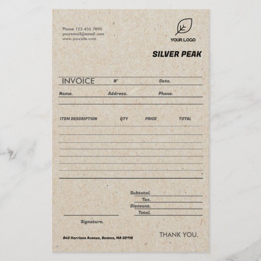 Grijze Kraft Business Invoice Form offerte (Voorkant)