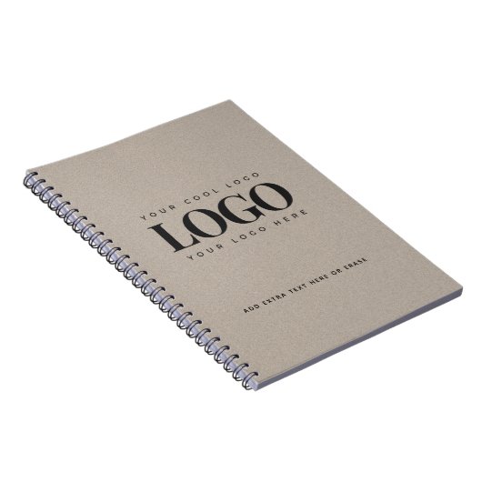 Grijze Kraft Paper Bekijk de ronde Logo Business C Notitieboek (Rechterzijde)