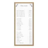 Grijze, Kraft & Rustic Menu & Prijslijst Kaart (Voorkant)