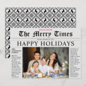 Grijze krant Gelukkige Feestdagen Leuke Fotokaart Kaart (Voorkant / Achterkant)