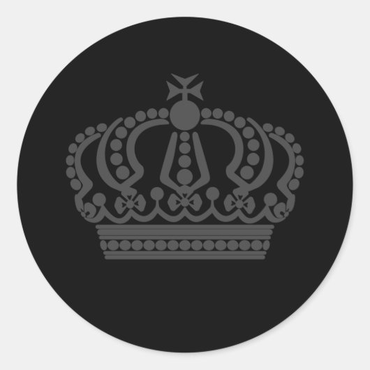 Grijze kroon ronde sticker (Voorkant)