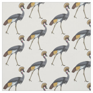 Grijze kroonkraanvogel cartoonillustratie  stof