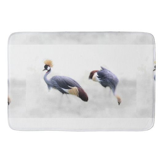 grijze kroonkraanvogel vogels dier paar koppel badmat (Voorkant)