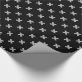 Grijze kruisstiften op zwart cadeaupapier (Hoek)