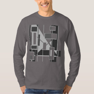 Grijze kubistische geometrische MCM-geïnspireerde  T-shirt