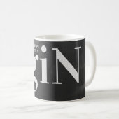 Grijze Kunst Grote Monogram Moderne Vet Koffiemok (Voorkant rechts)