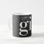 Grijze Kunst Grote Monogram Moderne Vet Koffiemok (Voorkant links)