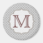 Grijze kwartfoil Latti Monogram Initiaal Magnet (Voorkant)
