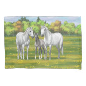 Grijze kwartpaarden in de zomer kussensloop (Voorkant-Links)