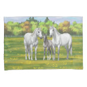 Grijze kwartpaarden in de zomer kussensloop (Voorkant-Rechts)