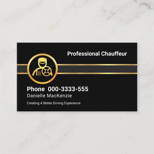 Grijze laag Gouden Chauffeurlijnen Visitekaartje (Voorkant)