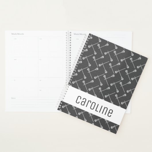 Grijze Lacrosse Witte Stikken gepatterd Planner (Display)
