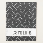 Grijze Lacrosse Witte Stikken gepatterd Planner (Voorkant)