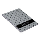 Grijze Lacrosse zwarte sticks & stippellijnen Notitieboek (Rechterzijde)