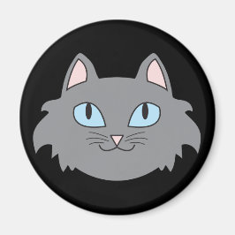 Grijze langharige kat ronde magneet