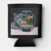 Grijze langkorrelige katten en viskom blikjeskoeler (Voorkant)