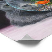 Grijze langkorrelige katten en viskom poster (Hoek)