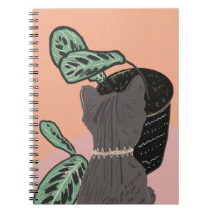 Grijze Lapjeskat en Planten Tweekleurig     Notitieboek