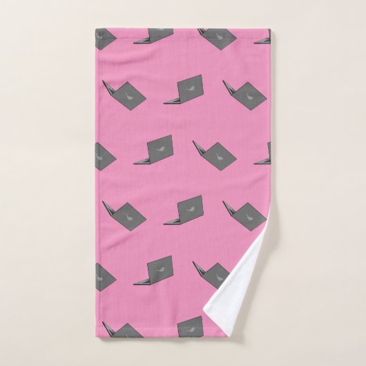 Grijze laptop met Bird Logo Cartoon Bad Handdoek (Handdoek)