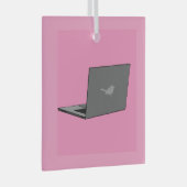 Grijze laptop met Bird Logo Cartoon Glas Ornament (Voorkant Rechts)