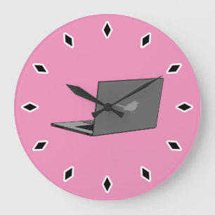 Grijze laptop met Bird Logo Cartoon Grote Klok